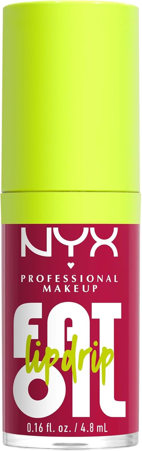 NYX Professional Makeup Lip Gloss, High Shine, Non-Sticky FInish, 12 Hours Hydrating, Fat Applicator, With Squalane, Raspberry and Cloudberry Oils, Fat Oil Lip Drip, Shade: Newsfeed