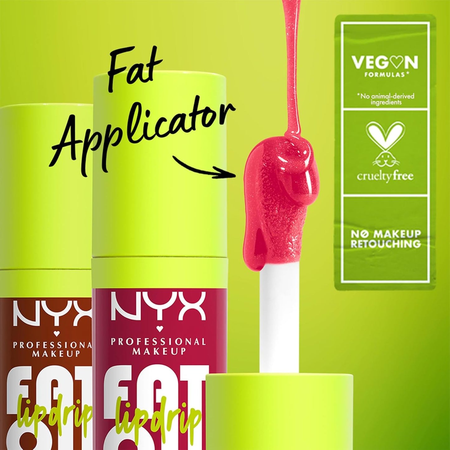 NYX Professional Makeup Lip Gloss, High Shine, Non-Sticky FInish, 12 Hours Hydrating, Fat Applicator, With Squalane, Raspberry and Cloudberry Oils, Fat Oil Lip Drip, Shade: Newsfeed