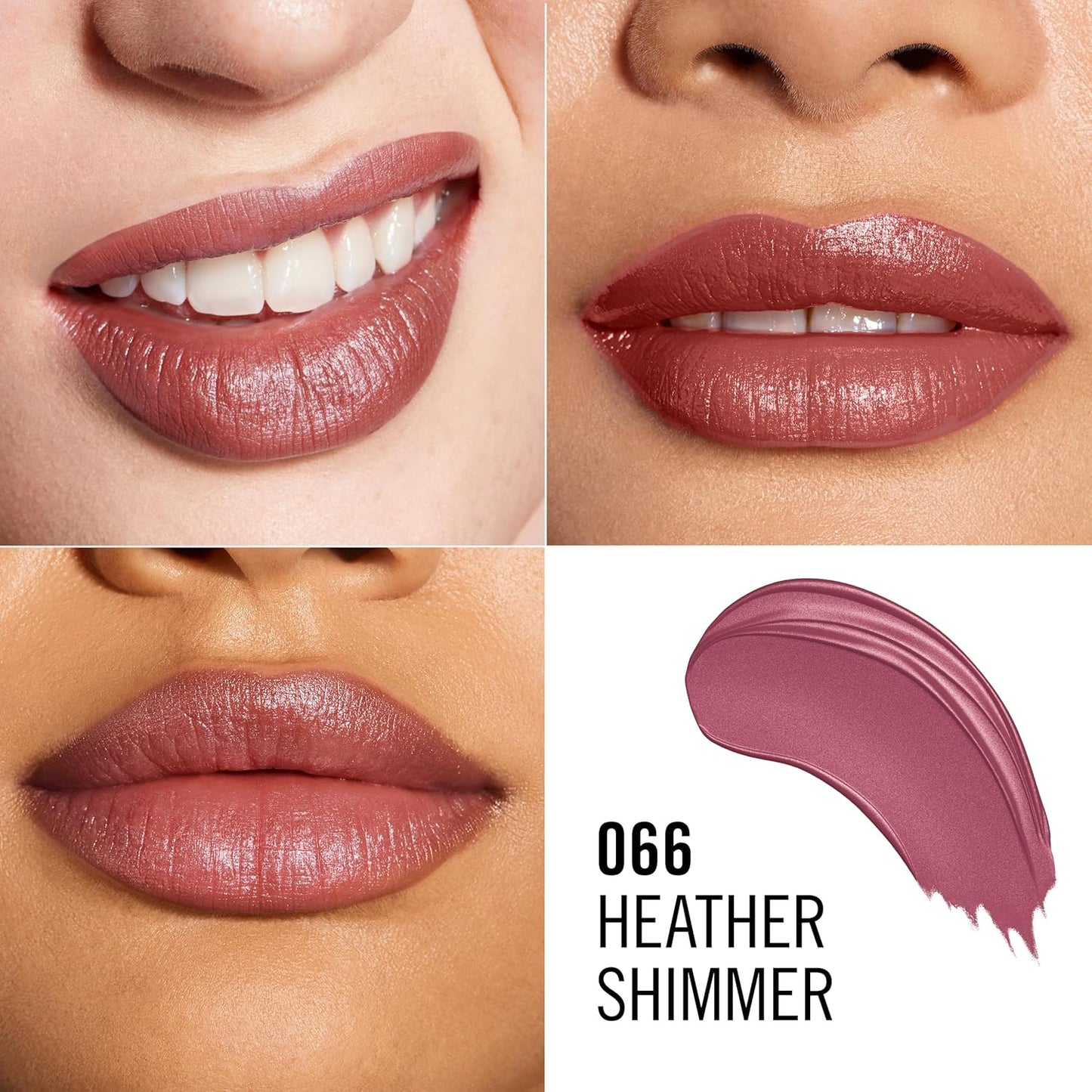 Rimmel Lasting Finish Lipstick 066 Heather Shimmer, Creamy Satin Finish, Long Lasting 8 HR Wear, Comfortable Formula, Rich Pigment